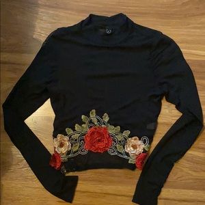 Sheer Long Sleeve Flower Top